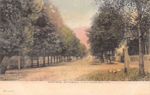 Covington Virginia Water Street Hand Colored Vintage Postcard AA33868