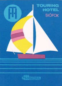 Hungary Siofok Touring Hotel Vintage Luggage Label sk3807