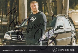 Ben Cohen English Rugby World Cup Winner Hand Signed Mercedes Benz Photo