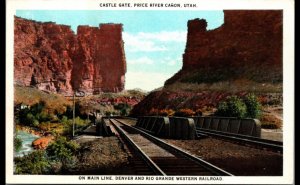 VTG Postcard~Price River Canon Utah~Castle Gate~Denver Rio Grande Railroad~KC6