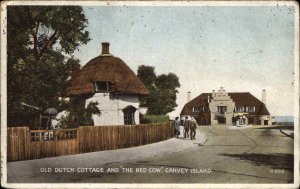 CANVEY ISLAND ESSEX Old Dutch Cottage Red Cow Thatch Roof Vintage Postcard