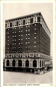 Charlotte, NC North Carolina   HOTEL CHARLOTTE   Vintage B&W Postcard