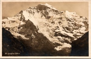 Vtg Die Jungfrau Mountain Bernese Alps Switzerland RPPC Real Photo Postcard