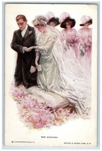 c1910's Sweet Couple Romance The Wedding Flowers Newman Antique Postcard