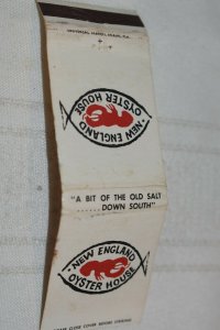 New England Oyster House Lobster Fish 20 Strike Matchbook Cover