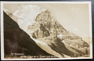 Mint Canada Real Photo Postcard Cover RPPC Mt Robson Tumbling Glacier Slark