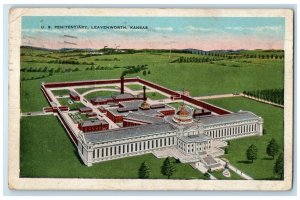 1930 US Penitentiary Exterior Building Field Leavenworth Kansas Vintage Postcard