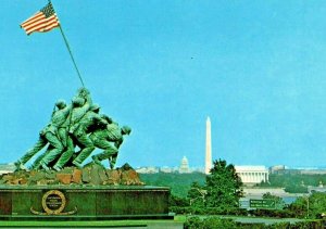 Vintage Postcard US Marine Corps War Memorial WWI Iwo Jima Arlington