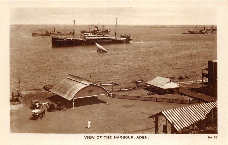 Lot284 ship  view of the harbour real photo  aden types folklore  yemen