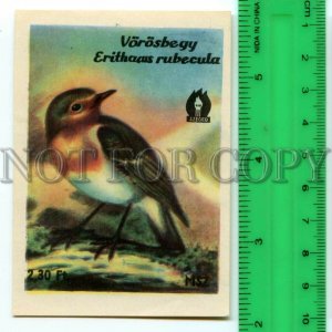 500278 HUNGARY Bird Erithaaus Rubecula Vintage match label