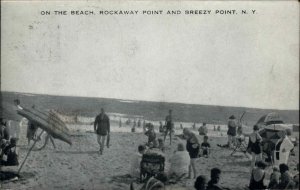 Rockaway Point New York Long Island Beach Scene Umbrellas c1910 Postcard