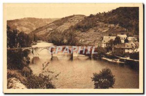 Old Postcard Entraygues Sur Truyere Gothic Bridge over the Truyere