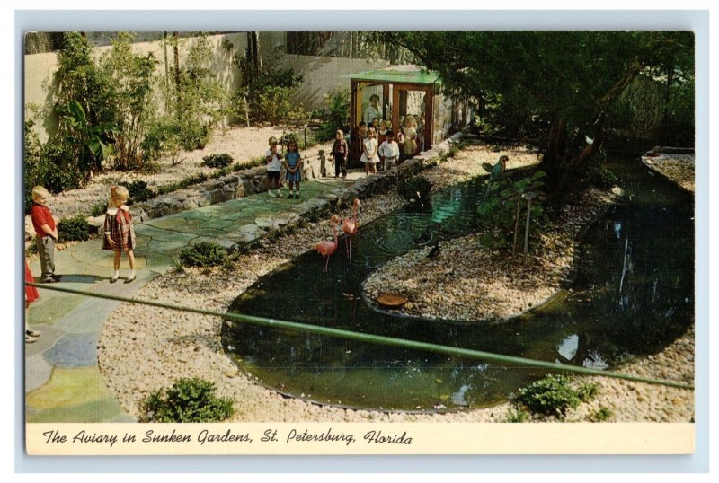 Vintage Aviary In Sunken Gardens St Petersburg Flordia Postcard P158E