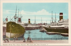 Saint John NB Port Ocean Steamers Ships St. John New Brunswick PECO Postcard G49