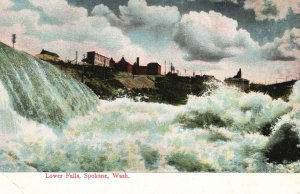 Vintage Postcard Lower Falls Attraction Spokane Washington Sprouse & Son Pub.