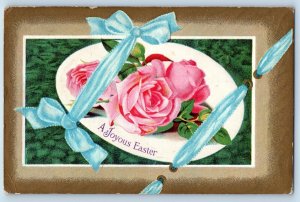 Dodge Nebraska NE Postcard Easter Egg Roses Flowers Embossed c1910's Antique