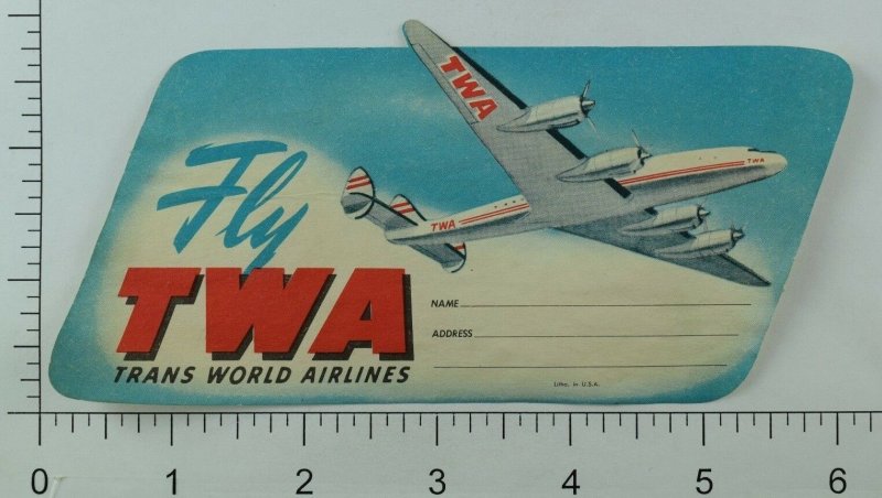 1940's-50's Trans World Airlines Luggage Label Original E18