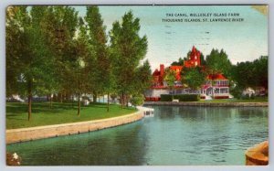 Canal, Wellesley Island Farm, Thousand Islands New York, Vintage 1953 Postcard