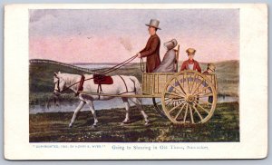 K30/ Nantucket Island Massachusetts Postcard c10 Shearing Family Horse Wagon343