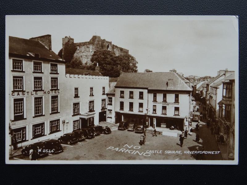 Pembrokeshire HAVERFORDWEST Castle Square c1948 Old RP Postcard by Valentine