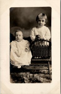 RPPC Sweet Children Faces of the Innocent Big Bright Eyes Real Photo Postcard V8