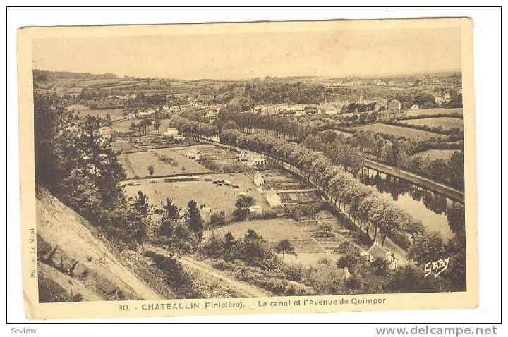 CHATEAULIN, Le canal et l'Avenue de Qumper, Finistere, France, 10-20s