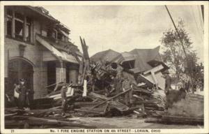 Lorain OH Fire Station Disaster Collapse Bldg 4th St. c1910 Postcard