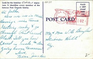 CW Post Memorial Club House Battle Creek Michigan WOB Note Postcard Vintage UNP 