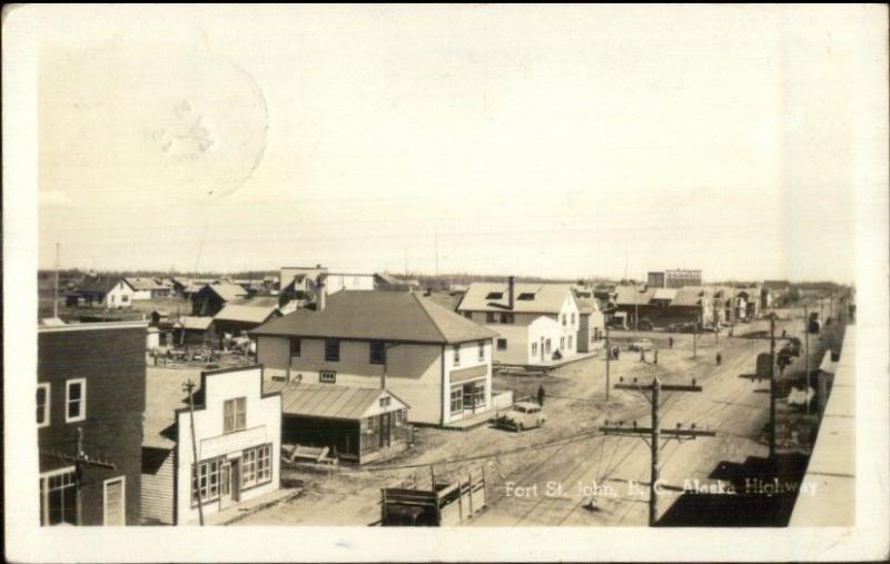 Fort St. John BC British Columbia Alaska HWY Real Photo Postcard AIRMAIL COVER