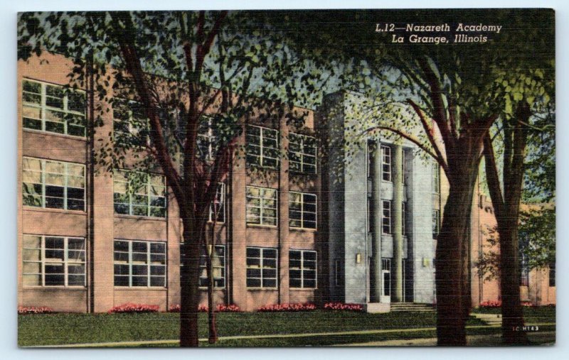 LA GRANGE, IL Illinois ~ NAZARETH ACADEMY  c1950s Cook County Linen Postcard