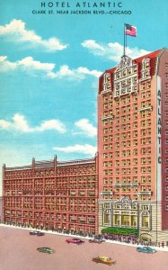 Vintage Postcard Hotel Atlantic Clark St. Jackson Boulevard Chicago Illinois ILL