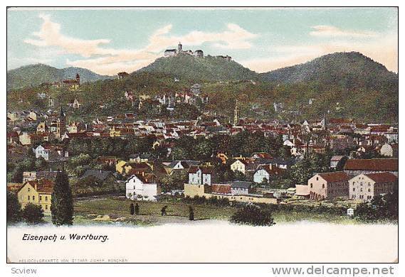 Panorama, Eisenach u. Wartburg (Thuringia), Germany, 1900-1910s