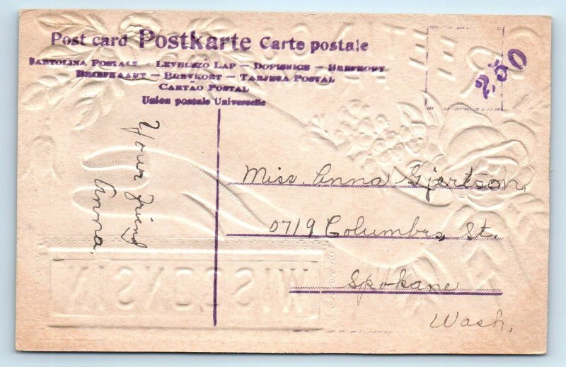 EL PASO, WI Wisconsin ~ Embossed GREETINGS FROM c1910s Pierce County  Postcard