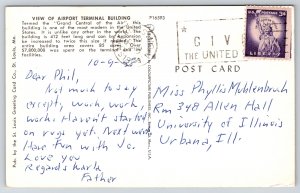 Urbana Illinois~Airport Terminal Building From Walkway~Vintage Postcard