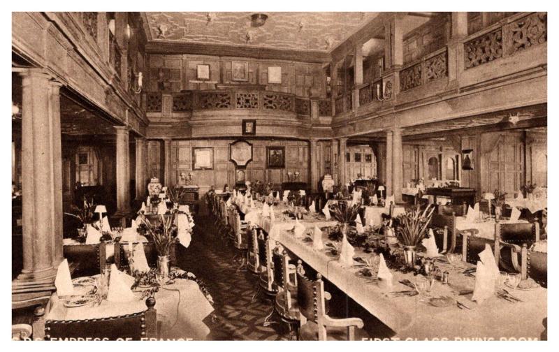 C.P.S. Empress of France ,Canadian Pacific Steamship Ltd. ,1st Class Dining Room