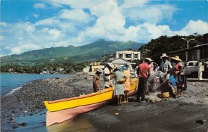 Fresh Fish From the Sea, Mont Pelee in Background St. Pierre Martinique Unused 