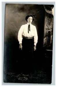 Vintage 1920's RPPC Postcard Photo of Woman with Glasses