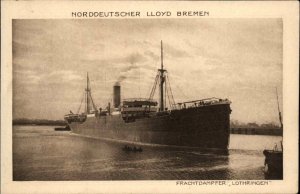 Nordd Lloyd Bremen Steamship Frachtdampfer Lothringen c1915 Postcard
