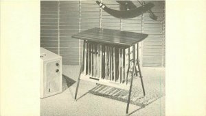 Advertising Record Rack Mid Century Furniture Interior Postcard 20-1698