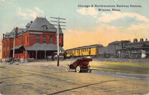 Winona Minnesota view of Chicago-Northwestern Railway Depot antique pc BB1357