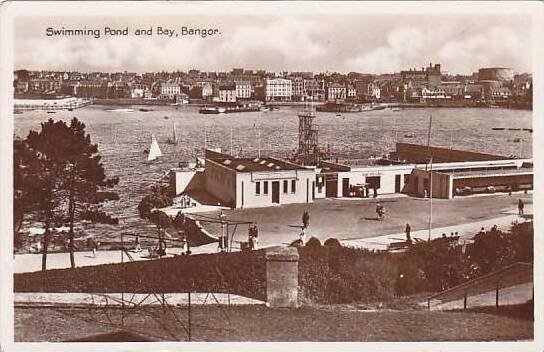 Maine Bangor Swimming Pond & Bay Real Photo RPPC