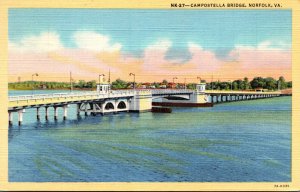 Virginia Norfolk The Campostella Bridge 1947 Curteich