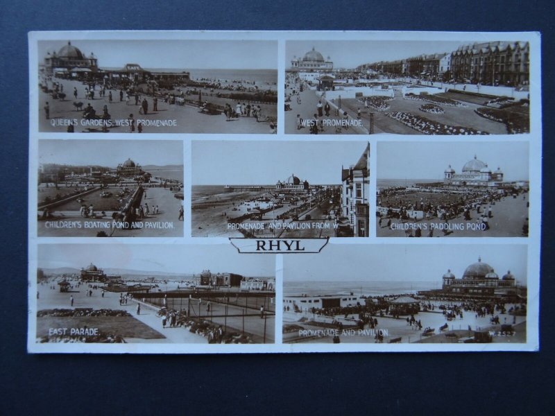 Wales RHYL 7 Image Multiview c1946 RP Postcard by Valentine