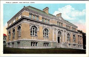 Postcard LIBRARY SCENE New Britain Connecticut CT AN0162