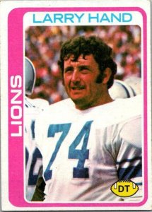 1978 Topps Football Card Larry Hand Detroit Lions sk7317