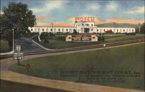 Bedford County Pennsylvania PA Sunset Hill Tourist Court Linen Vintage Postcard