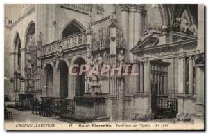 Old Postcard The Illustree Yonne Saint Florentin Interior of I Church The Jube