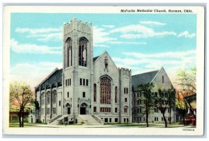 1945 McFarlin Methodist Church Scene Street Norman Oklahoma OK Vintage Postcard