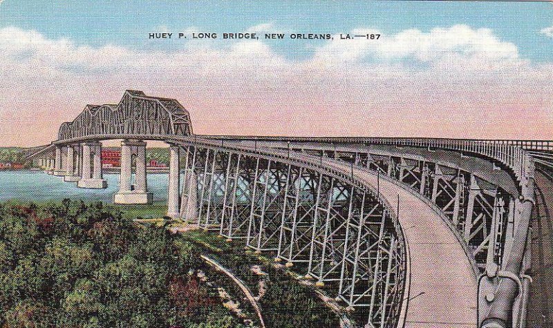 Postcard Huey P Long Bridge New Orleans LA