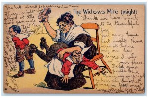 1908 Mother Spanking Child The Widow's Mite Posted Antique Postcard